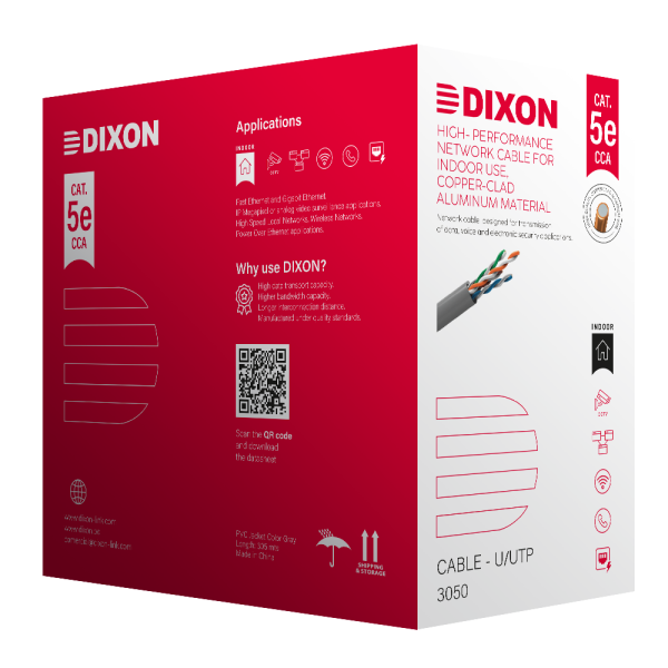 Cable U/UTP CCA Cat 5e 4Px24 AWG – 305m – Serie 3050